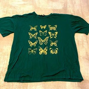 Papaya; Butterfly Dark Green Crewneck